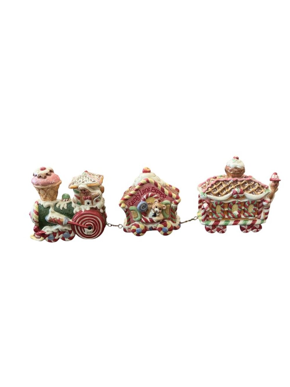 Vintage Fitz and Floyd Candy Lane Express Glazed Ceramic Christmas Train